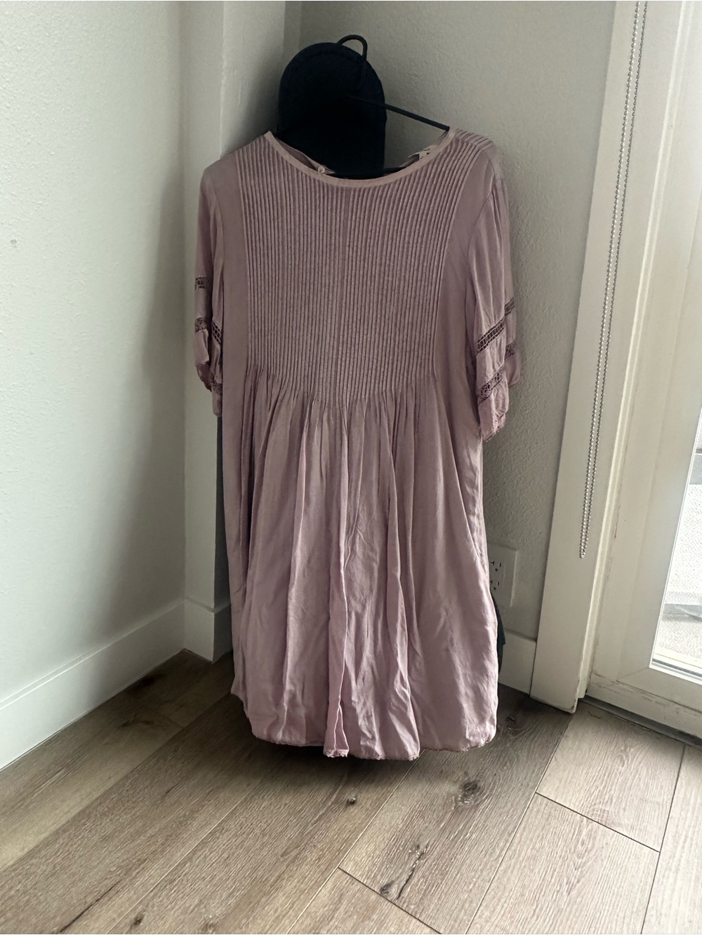 Wilfred Pleated Short-Sleeve Tunic in Dusty Rose